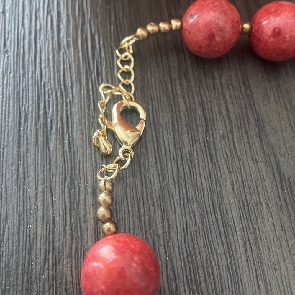 Studio Barse Red and Turquoise Beaded Statement Necklace - Picture 3 of 5